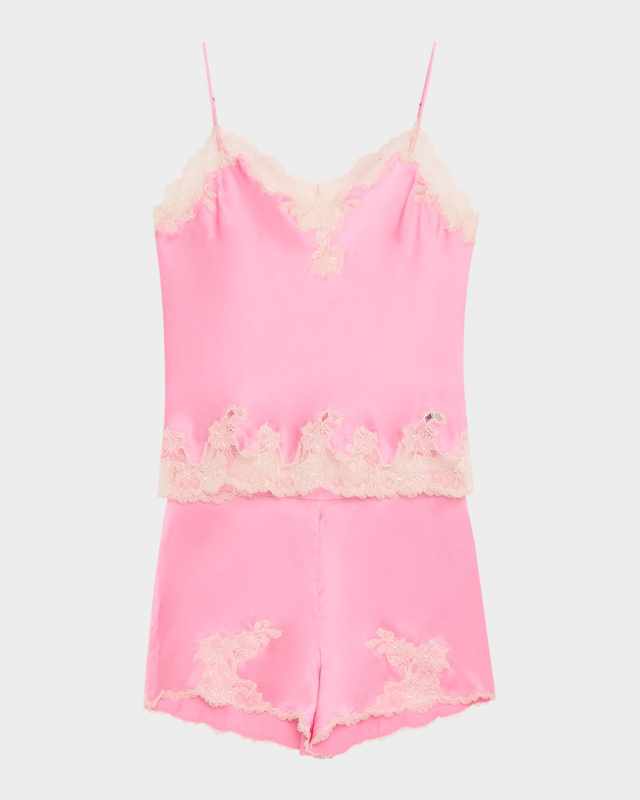 Lolita Lace-Trim Silk Pajama Set